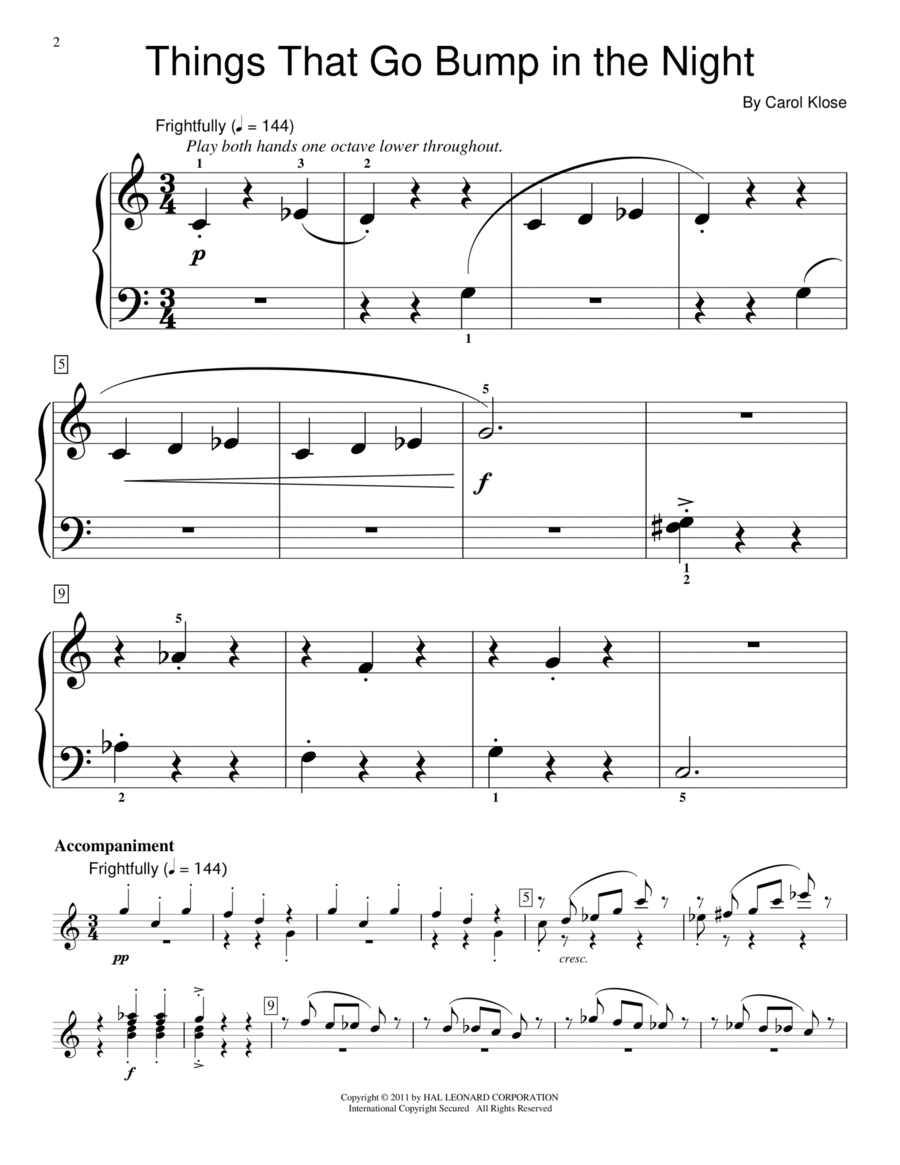 Things That Go Bump In The Night Piano Method scores gallery preview page 1