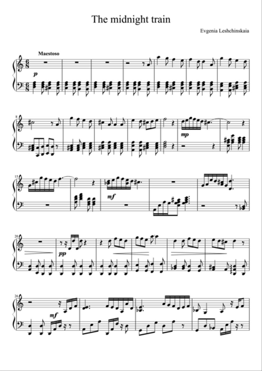The midnight train Piano Solo scores gallery preview page 1
