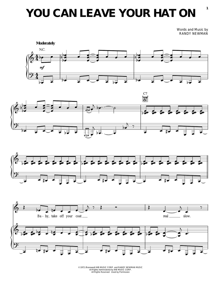 You Can Leave Your Hat On Piano, Vocal, Guitar scores gallery preview page 1