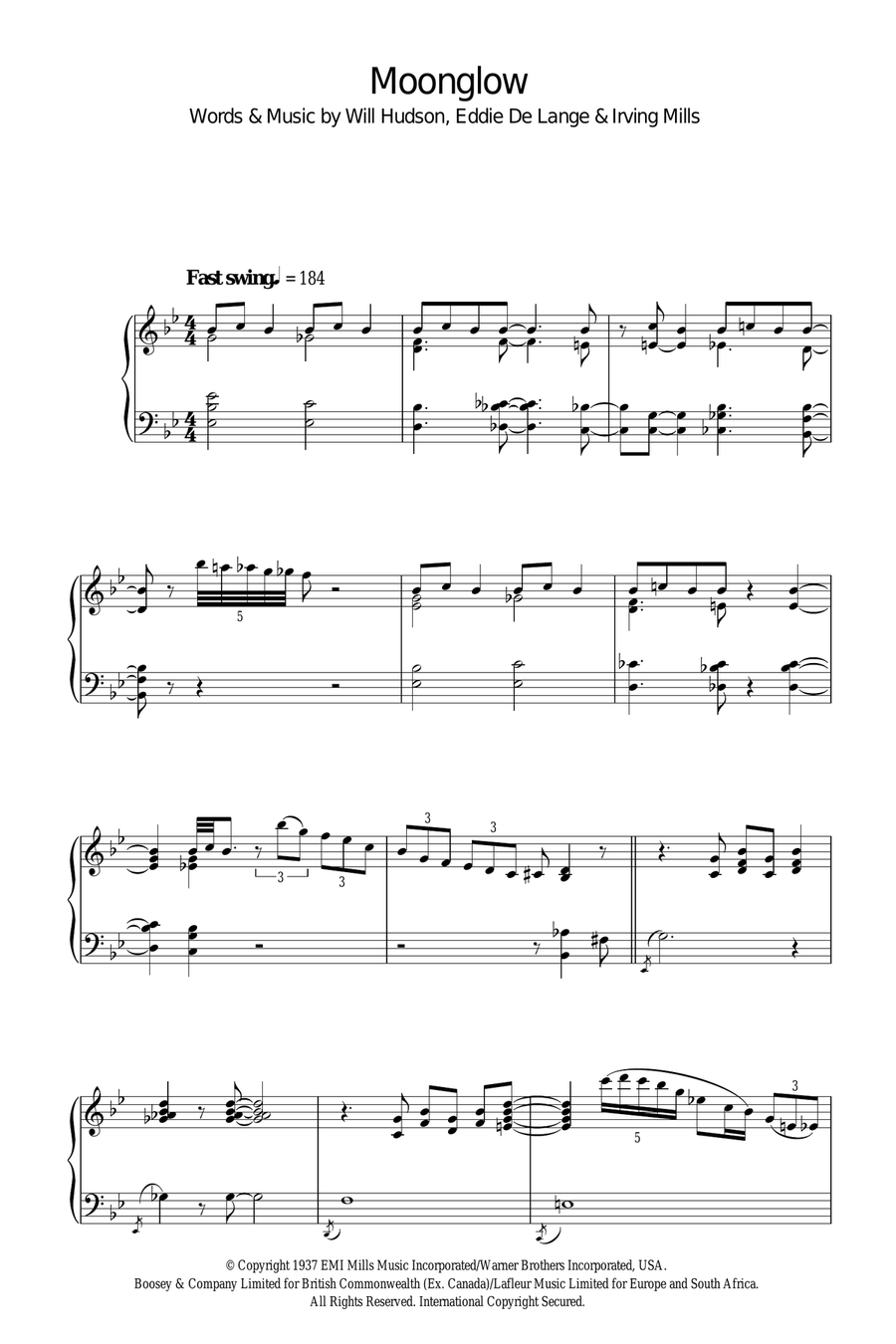 Moonglow Moonglow Piano Solo scores gallery preview page 1