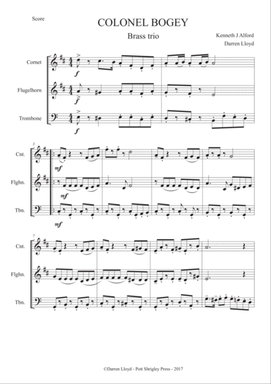 Colonel Bogey - Brass Trio Brass Trio scores gallery preview page 1