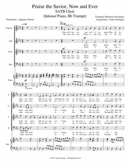 Praise the Savior, Now and Ever (SATB Choir), with Optional Keyboard, Bb Trumpet image number null