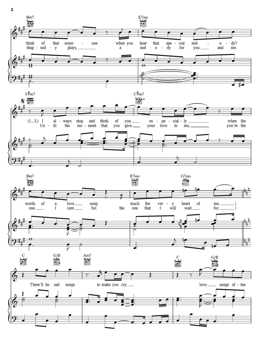 There'll Be Sad Songs (To Make You Cry) Piano, Vocal, Guitar scores gallery preview page 2