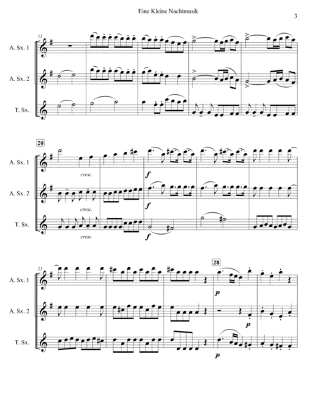 Eine Kleine Nachtmusik for Three Saxophones (AAA or AAT) image number null