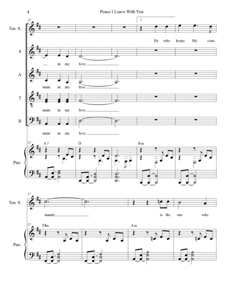 Peace I Leave With You (Tenor Solo with SATB) image number null