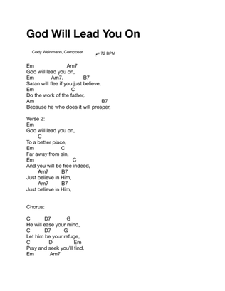 God Will Lead You On (Lead Sheet)
