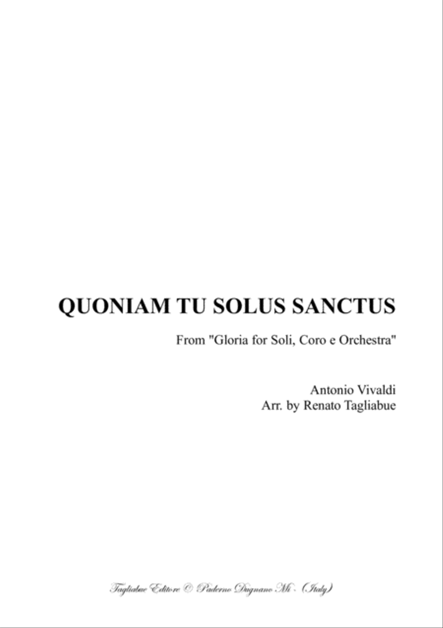 QUINIAM TU SOLUS SANCTUS - From 