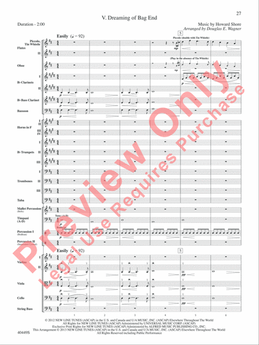 The Hobbit: An Unexpected Journey, Suite from Full Orchestra scores gallery preview page 28