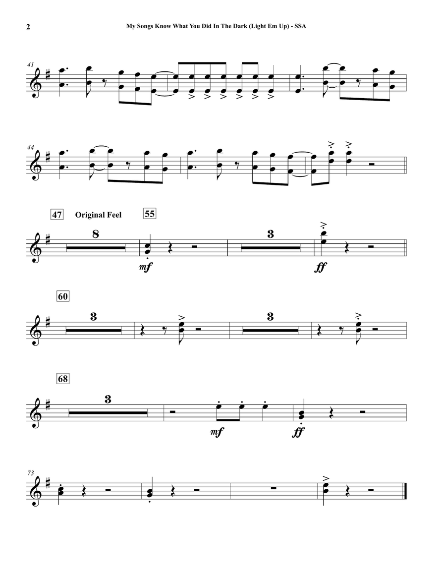 My Songs Know What You Did In The Dark (light Em Up) Concert Band scores gallery preview page 2