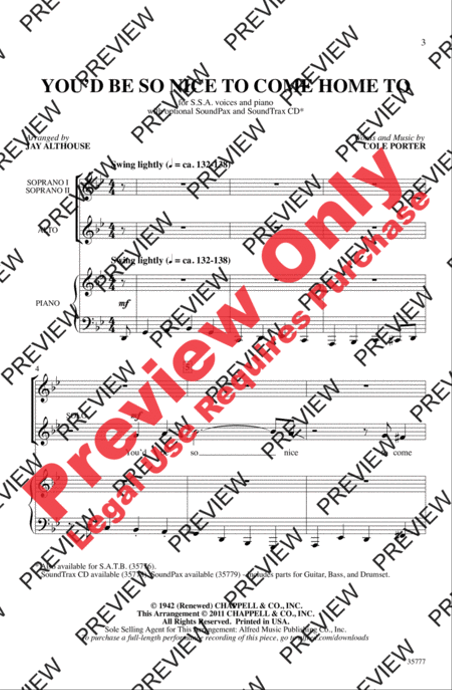 You'd Be So Nice to Come Home To Women's Choir scores gallery preview page 2