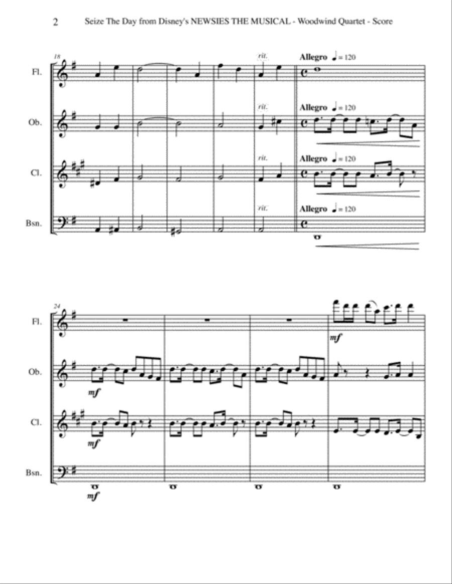 Seize The Day Seize The Day Woodwind Quartet scores gallery preview page 2
