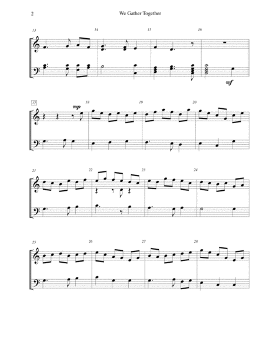 We Gather Together (The Thanksgiving Hymn) - for 3-octave handbell choir 3-Octaves scores gallery preview page 2