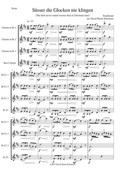 Süsser die Glocken (The bells never sound sweeter) for clarinet quartet image number null