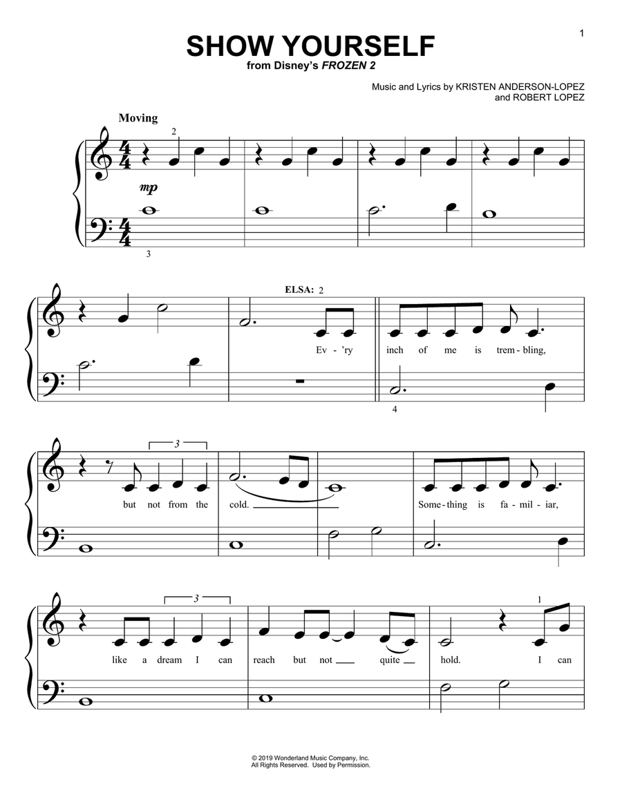 Show Yourself (from Disney's Frozen 2) Easy Piano scores gallery preview page 1