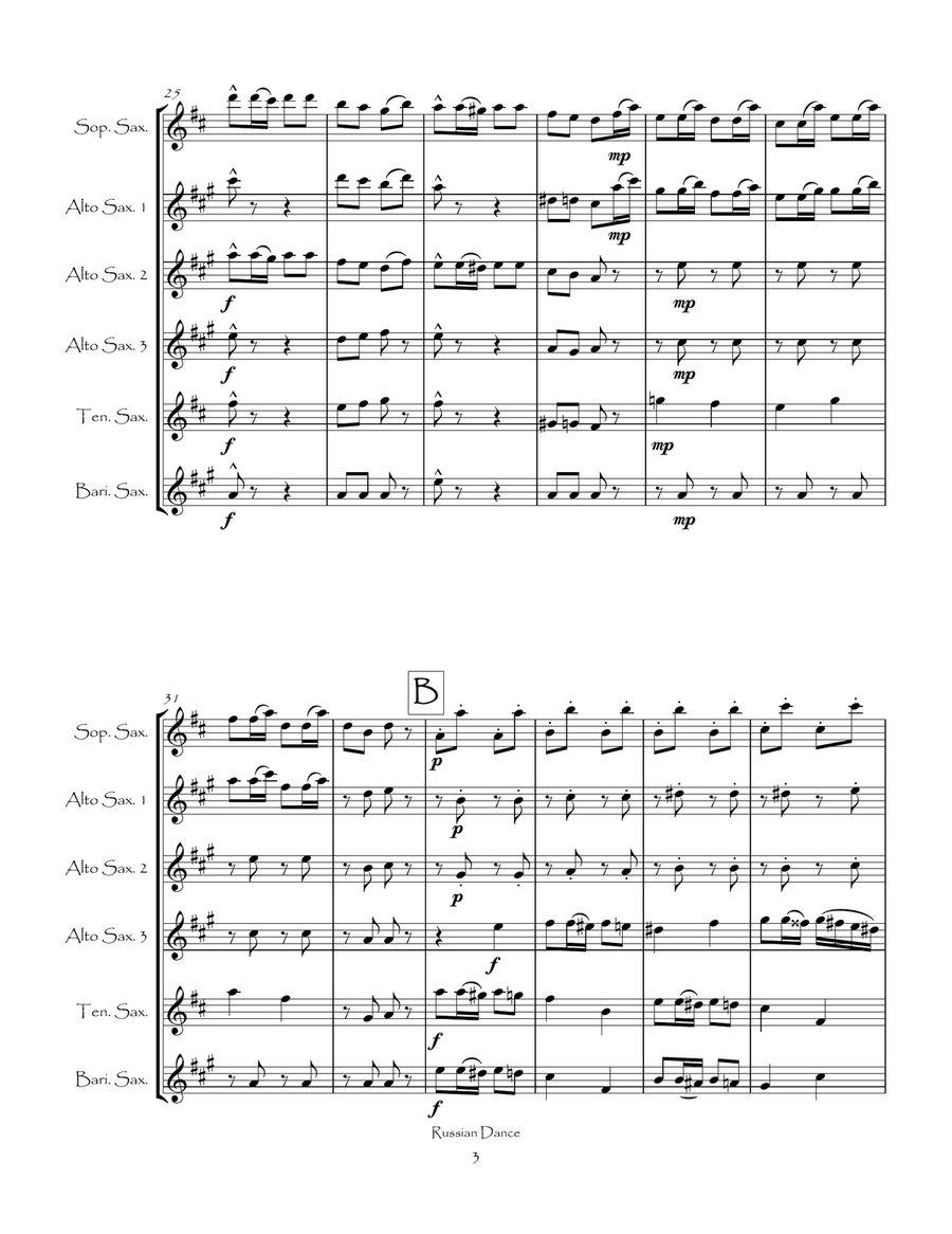 Russian Dance from the Nutcracker Suite for Saxophone Choir Woodwind Ensemble scores gallery preview page 5