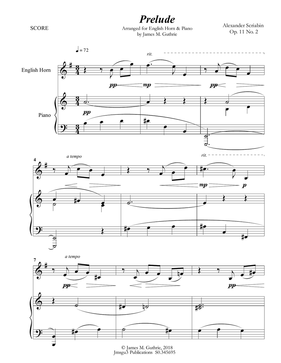Scriabin: Prelude Op. 11 No. 2 for English Horn & Piano