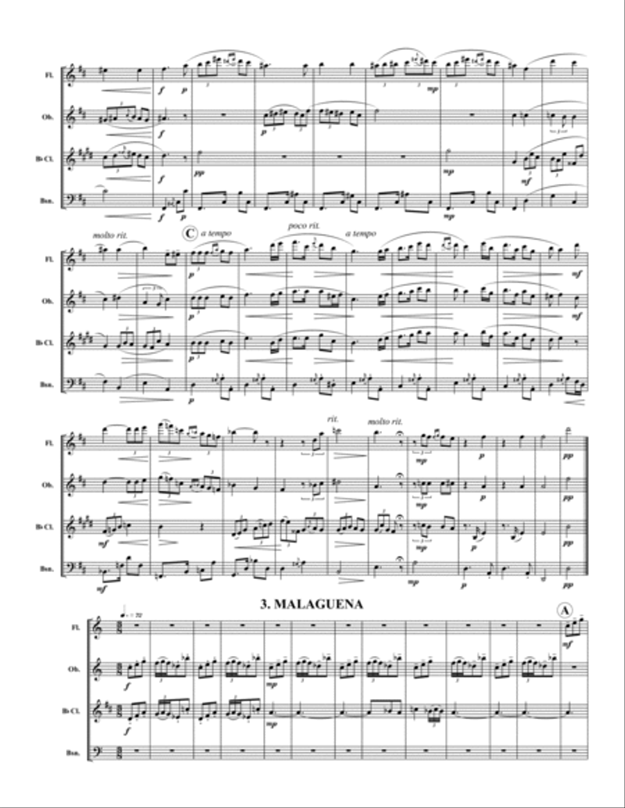 Espana (Six Hojas de Album) Woodwind Quartet scores gallery preview page 4