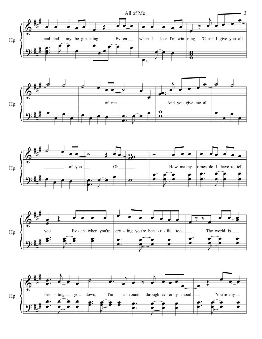 All Of Me Harp scores gallery preview page 3