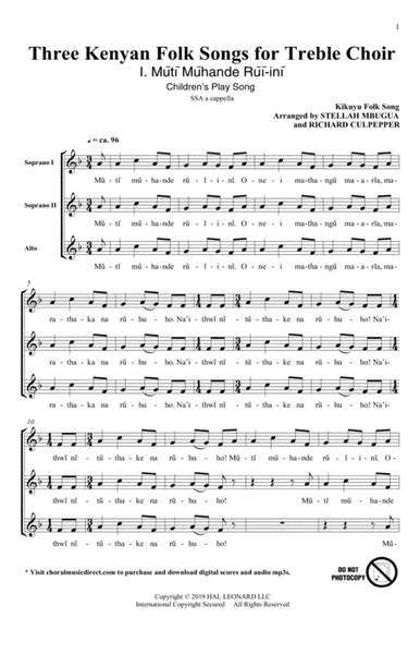 Three Kenyan Folksongs for Treble Choir