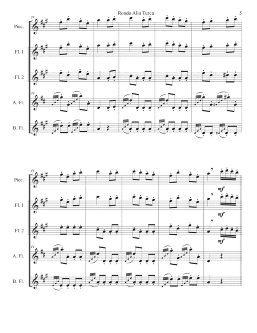 Rondo Alla Turca, from Piano Sonata KV 331. Flute ensemble, SCORE ONLY