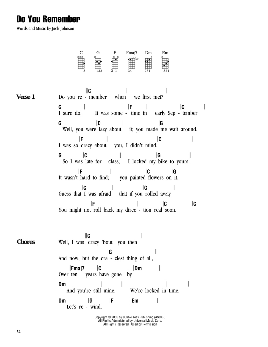 Do You Remember Ukulele scores gallery preview page 1