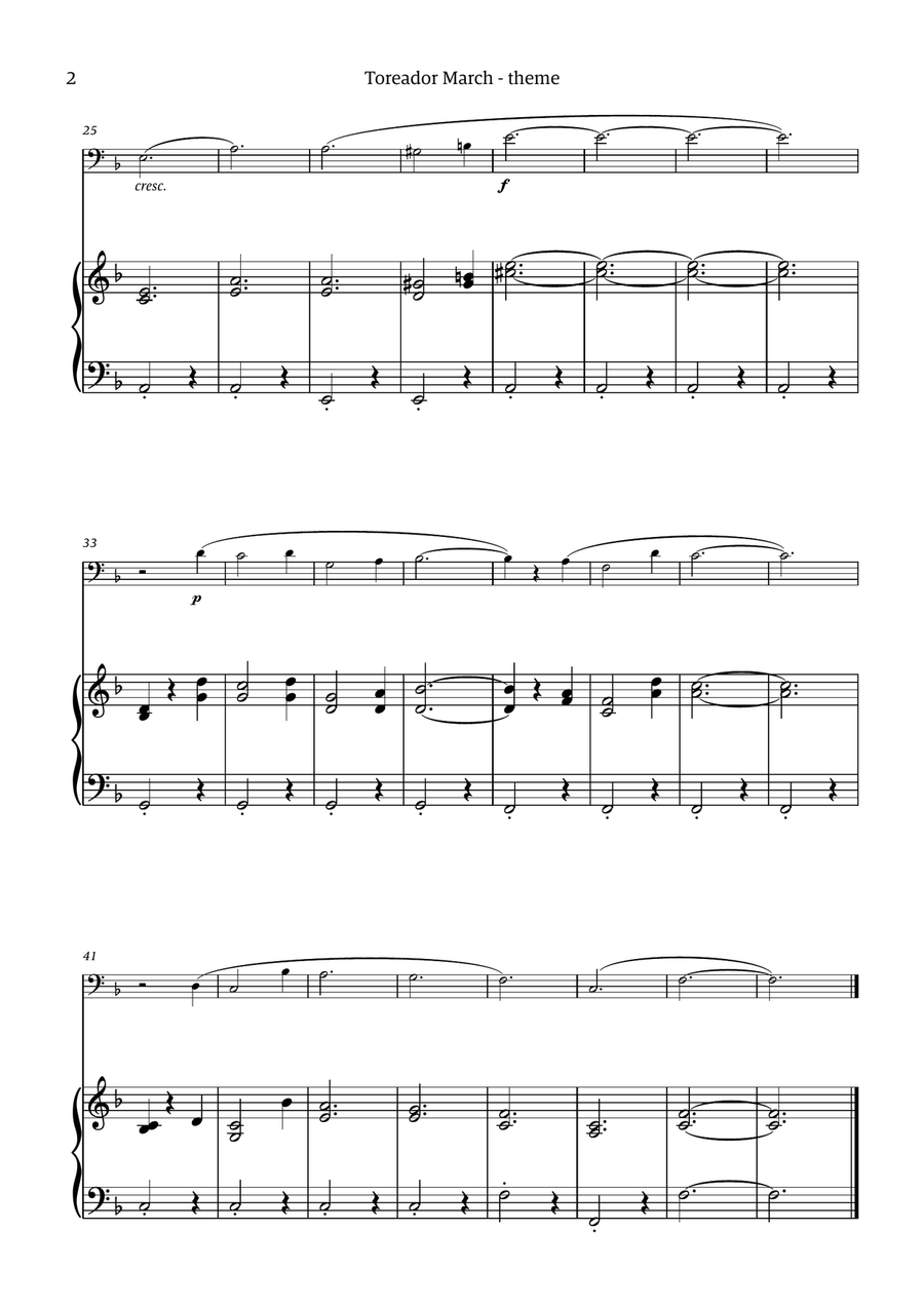 Toreador March (from the opera Carmen) - easy version Chamber Music scores gallery preview page 2