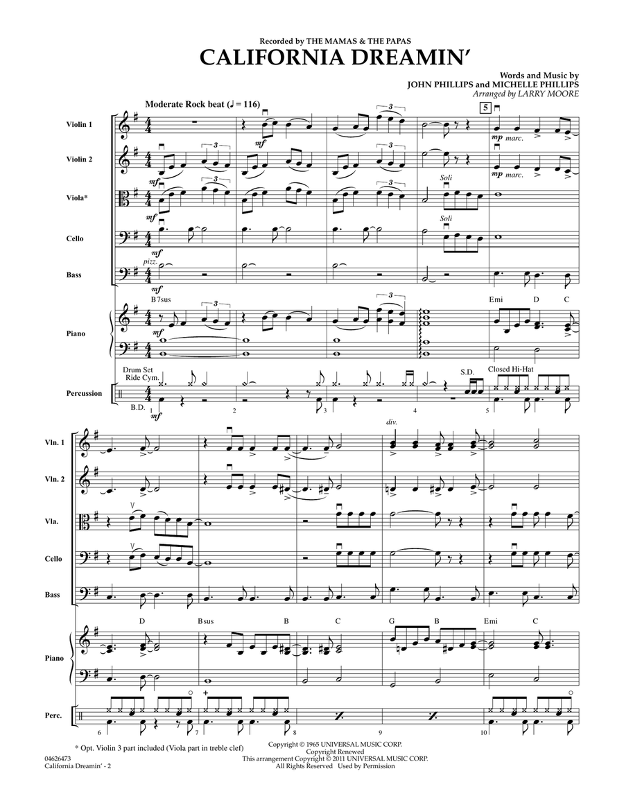 California Dreamin' - Full Score Orchestra scores gallery preview page 2