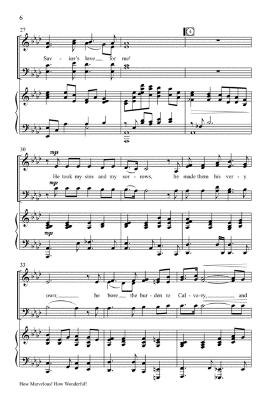 How Marvelous! How Wonderful! (I Stand Amazed) 4-Part scores gallery preview page 7