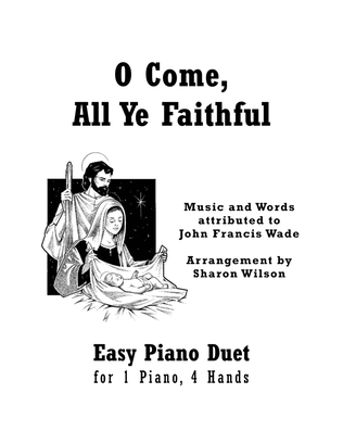 O Come, All Ye Faithful (Easy Piano Duet; 1 Piano, 4 Hands)