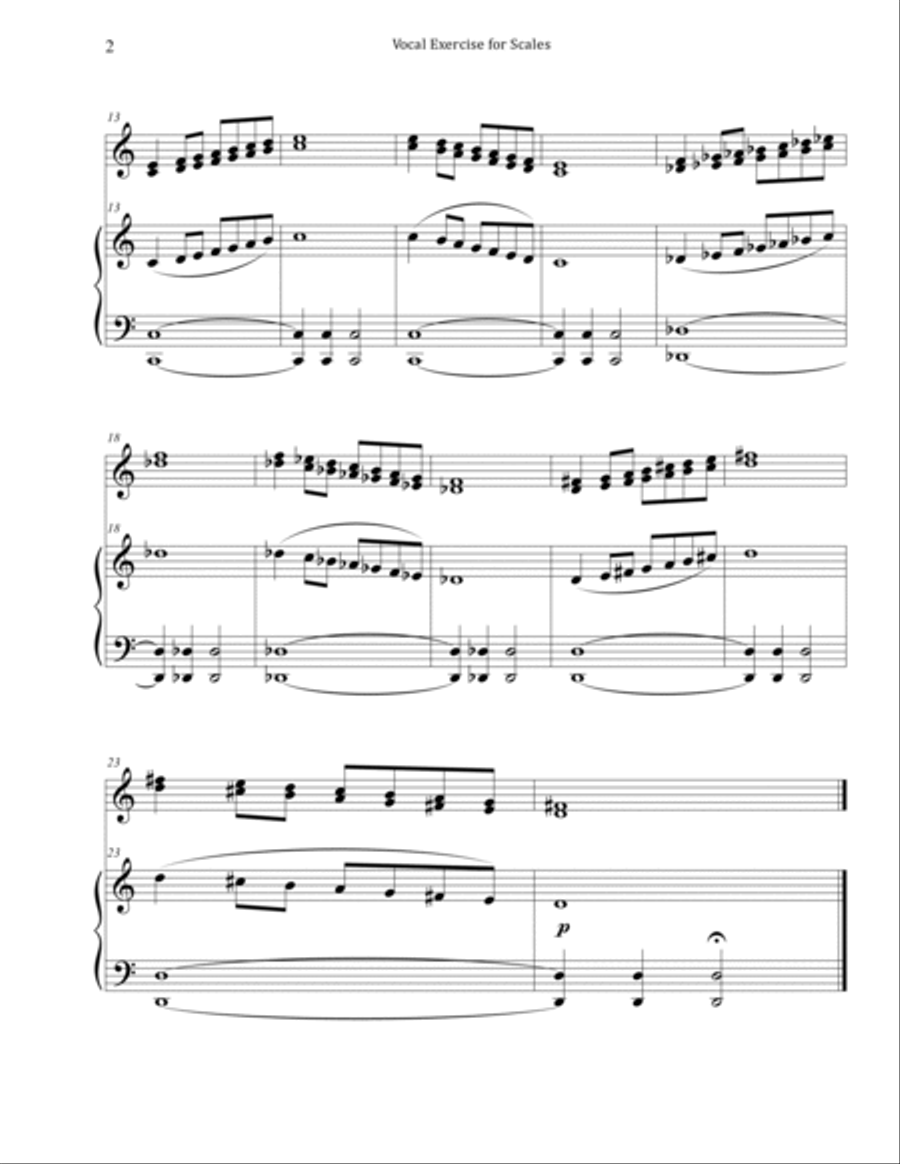 Vocal Exercise for Scales (Solo or Two-Part Choir) SA scores gallery preview page 2
