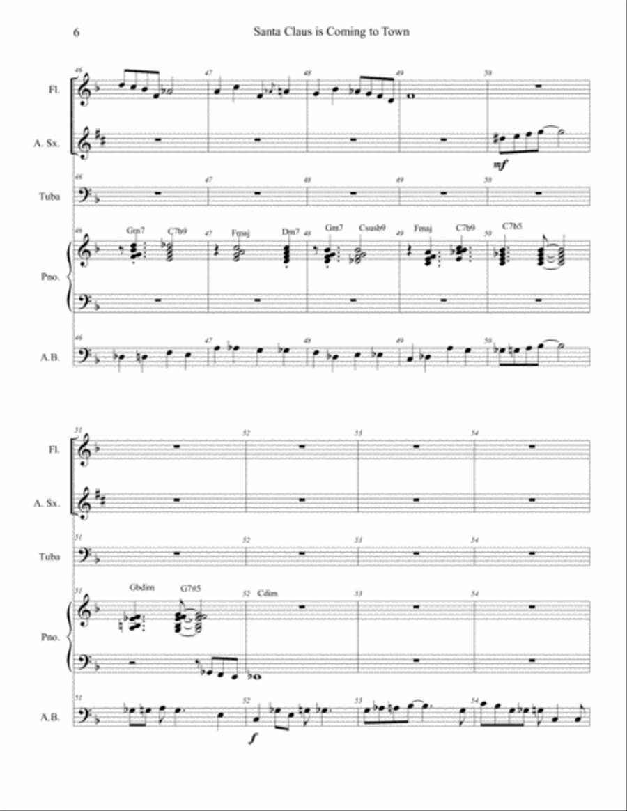 Santa Claus Is Comin' To Town Small Ensemble scores gallery preview page 6