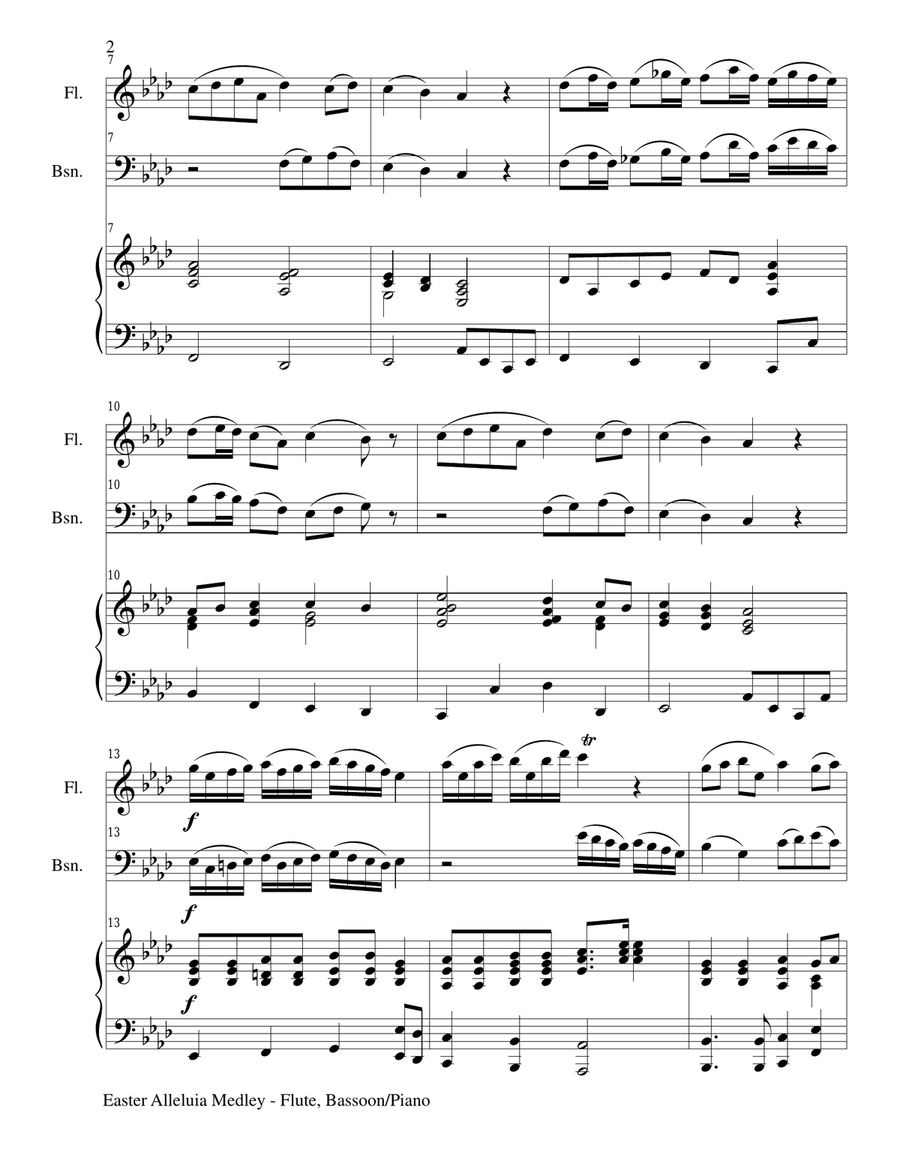 EASTER ALLELUIA MEDLEY (Trio – Flute, Bassoon/Piano) Score and Parts Woodwind Duet scores gallery preview page 2