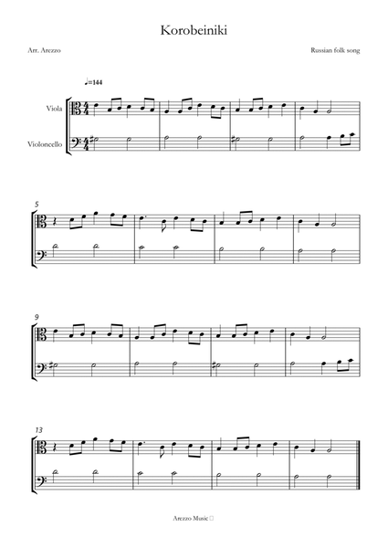 korobeiniki tetris theme Viola and cello sheet music image number null