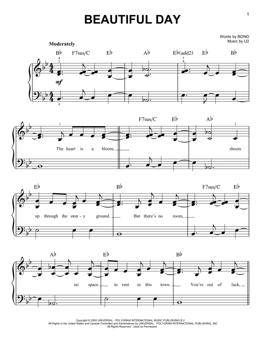 Beautiful Day Voice scores gallery preview page 1