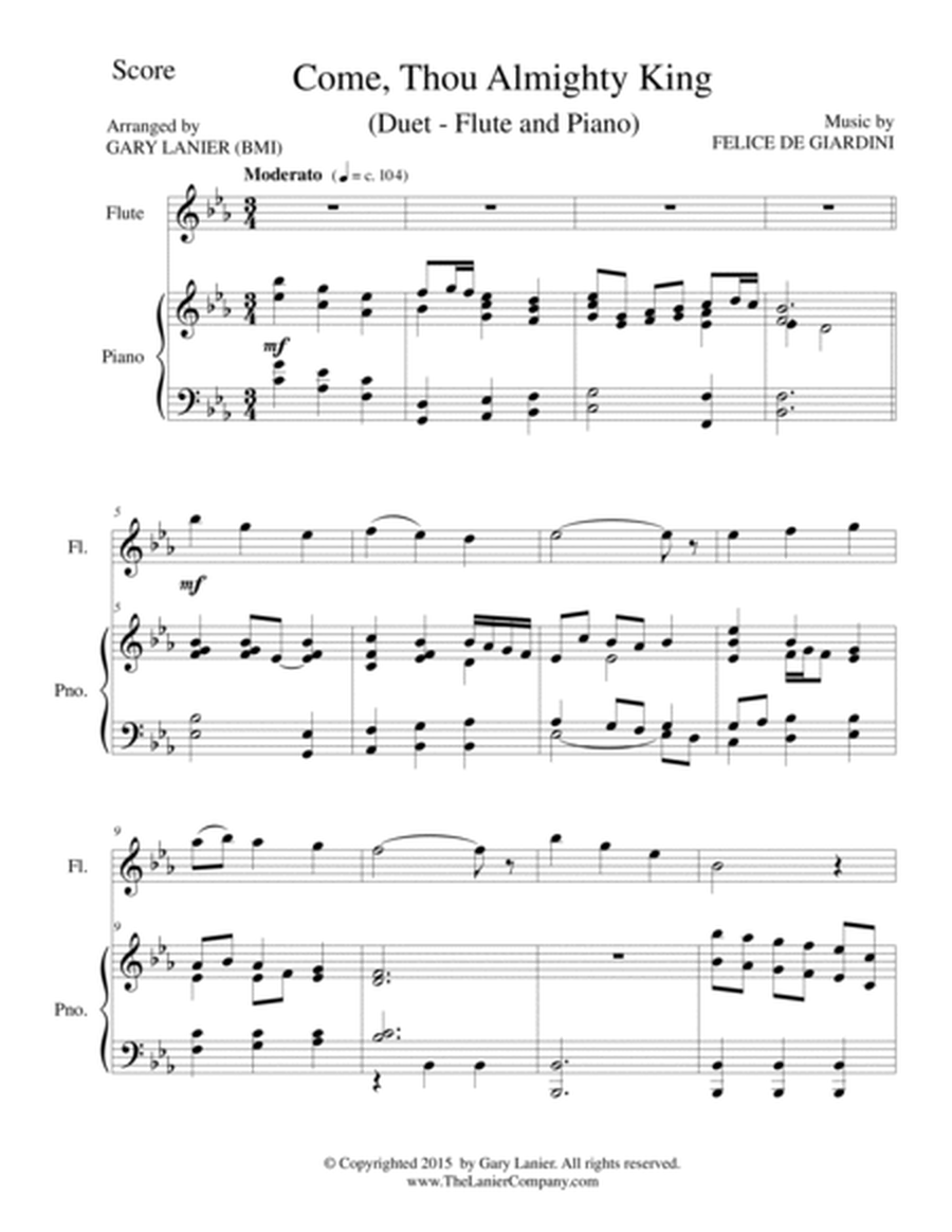 COME, THOU ALMIGHTY KING (Duet – Flute and Piano/Score and Parts) image number null