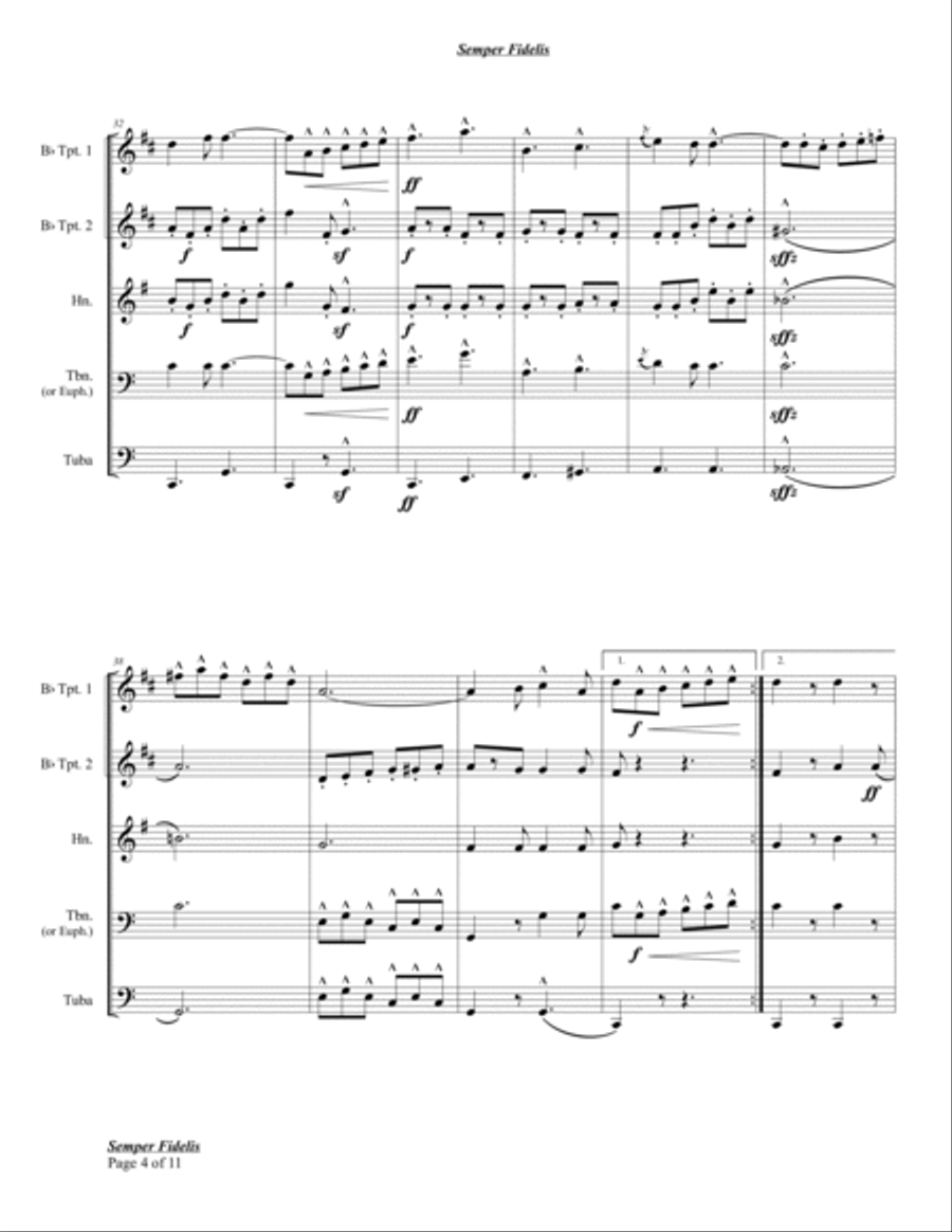 Semper Fidelis Brass Quintet scores gallery preview page 6