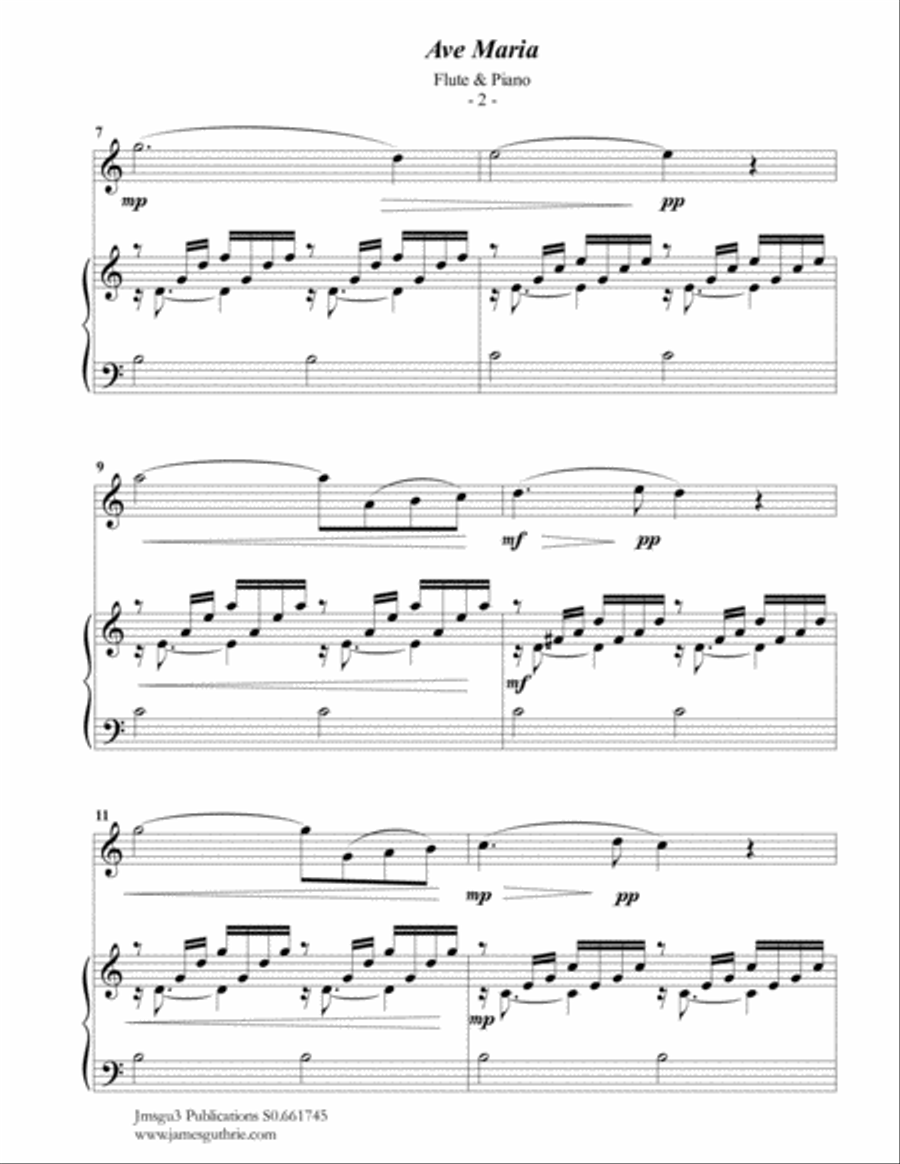 Bach-Gounod: Ave Maria, Schwencke version for Flute & Piano Flute Solo scores gallery preview page 2