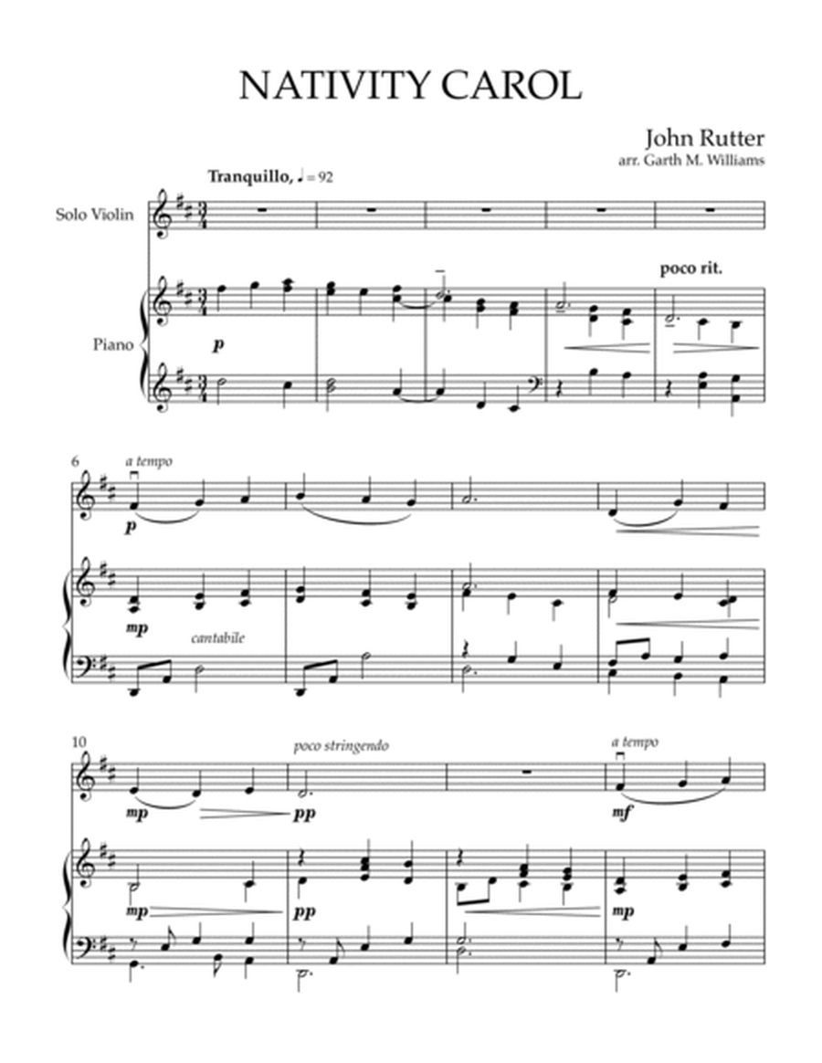 NATIVITY CAROL FOR VIOLIN AND PIANO image number null