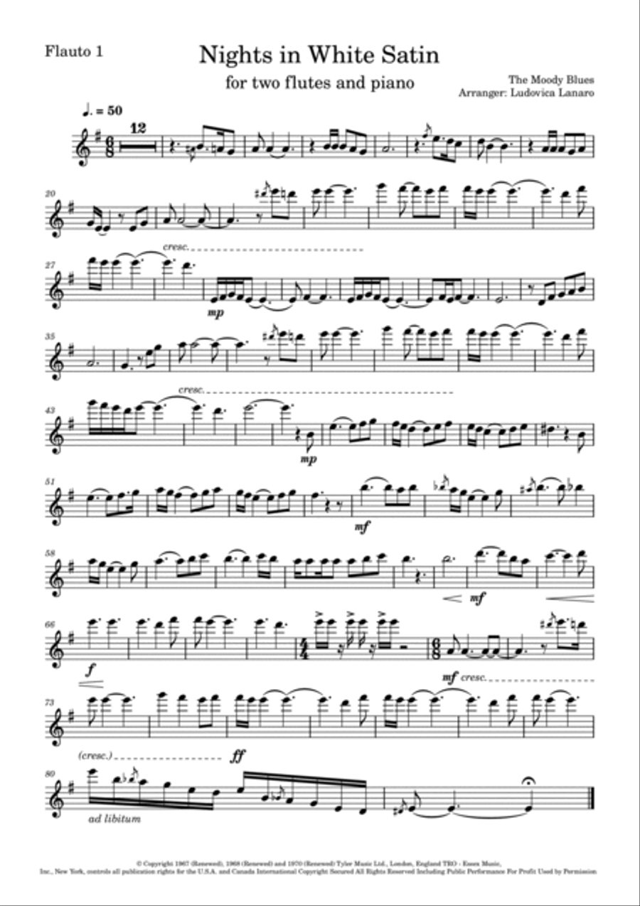 Nights In White Satin Flute Solo scores gallery preview page 4