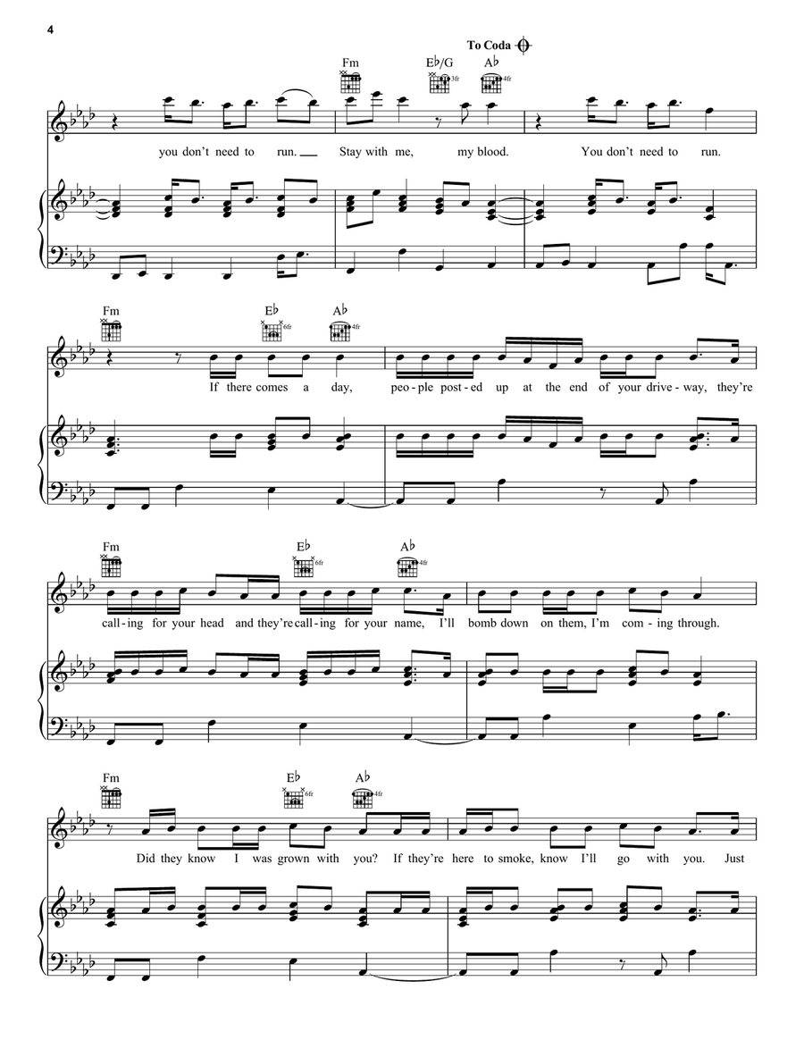 My Blood Piano, Vocal, Guitar scores gallery preview page 4