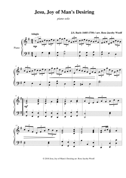Jesu, Joy of Man's Desiring (Bach) - piano solo image number null