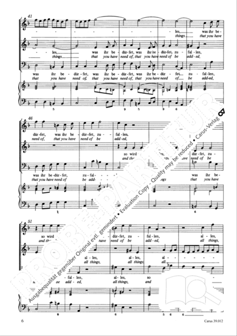 Seek in the first place after God's kingdom (Trachtet am ersten nach dem Reich Gottes) SA scores gallery preview page 6