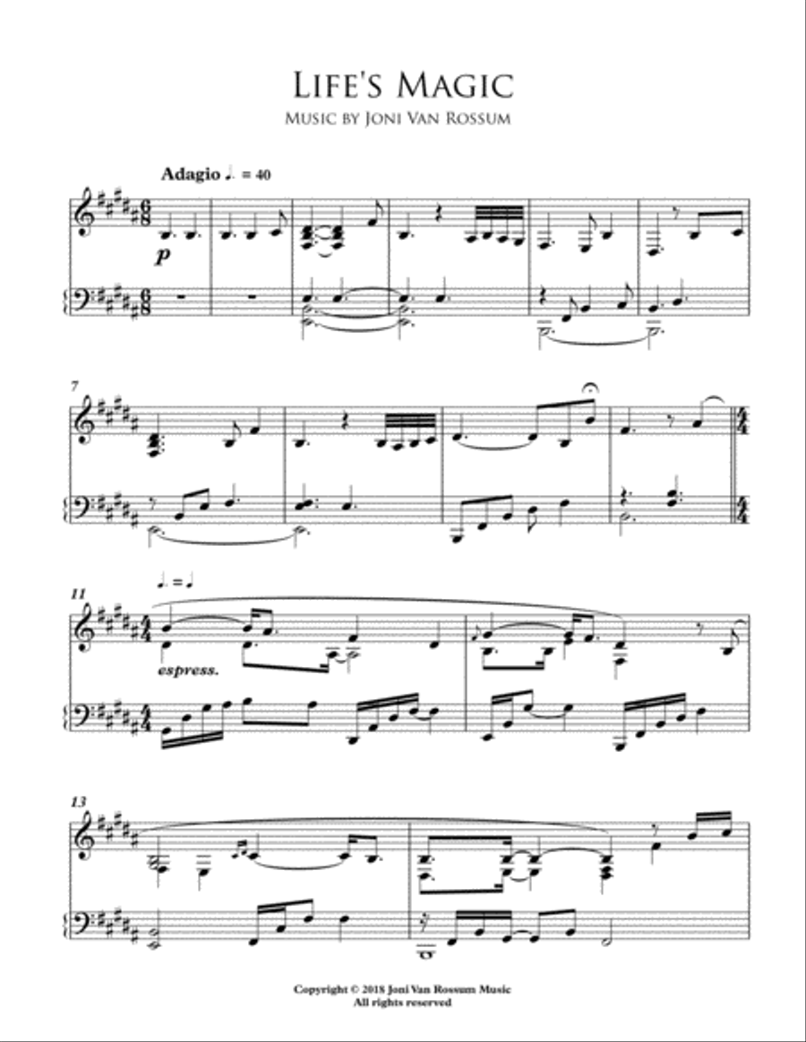 Life's Magic Piano Solo scores gallery preview page 1