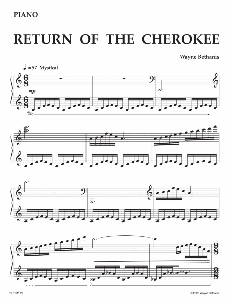 Return of the Cherokee Piano scores gallery preview page 1