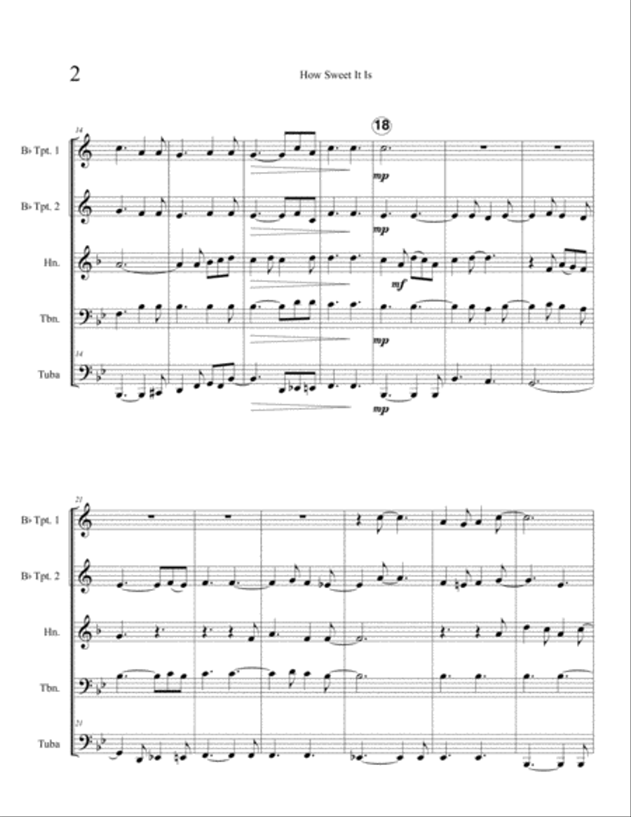 How Sweet It Is (To Be Loved By You) Brass Ensemble scores gallery preview page 4