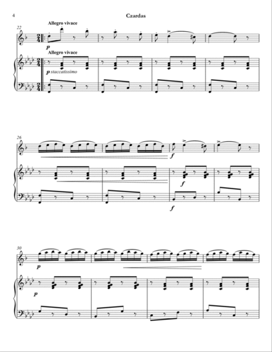 Czardas (Vittorio Monti) for Baritone Saxophone and Piano Baritone Saxophone scores gallery preview page 5