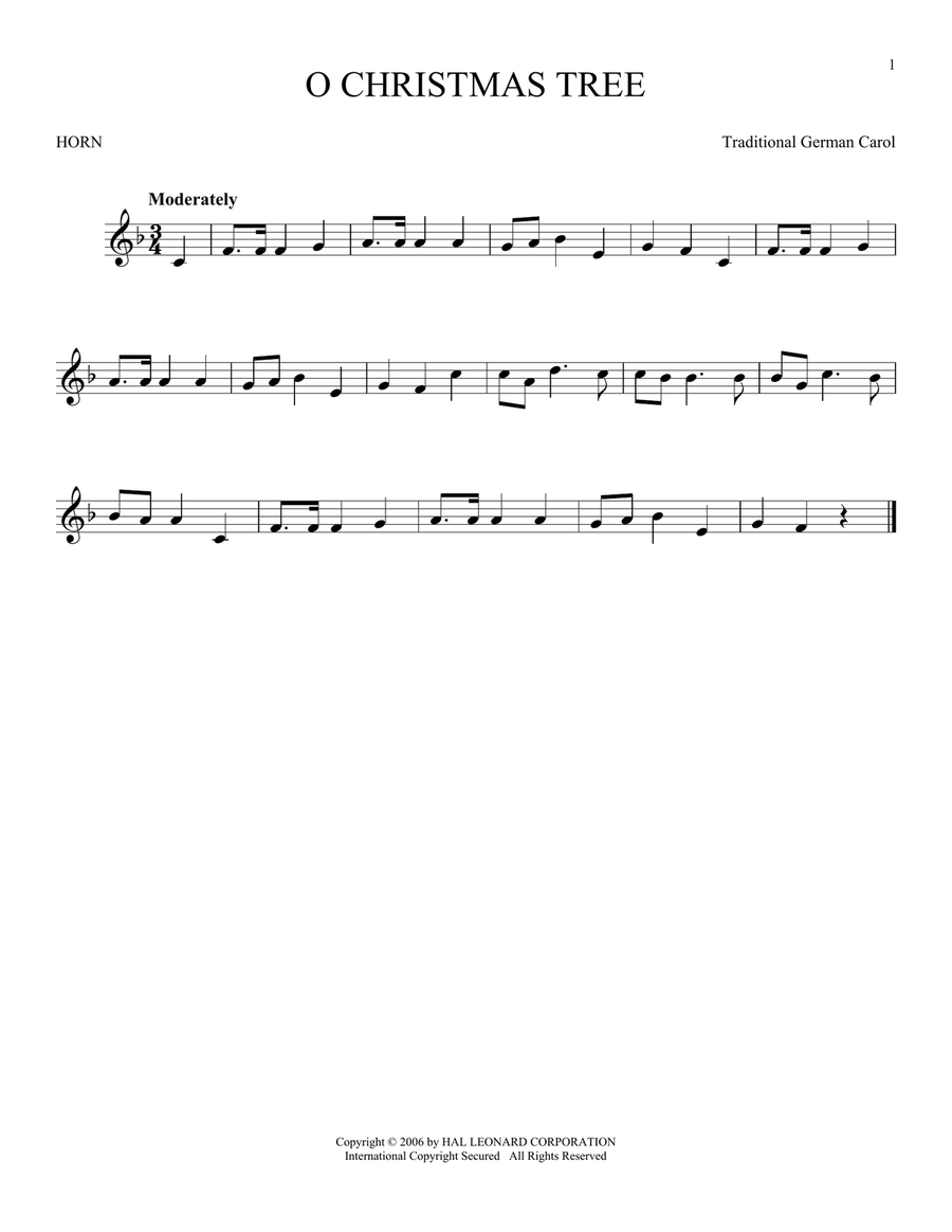 O Christmas Tree O Christmas Tree Horn Solo scores gallery preview page 1