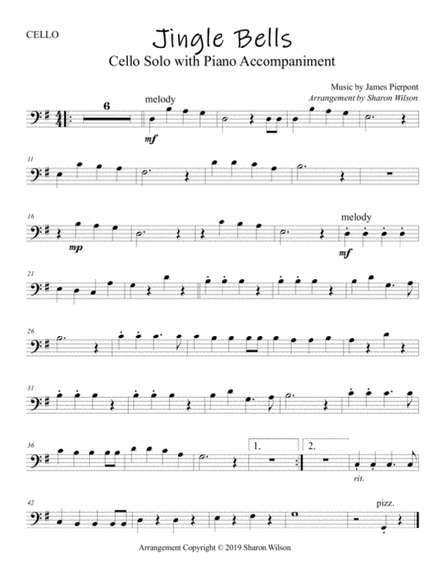 Jingle Bells (Easy Cello Solo with Piano Accompaniment) image number null
