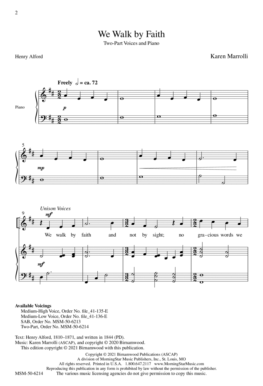 We Walk by Faith 2-Part scores gallery preview page 1