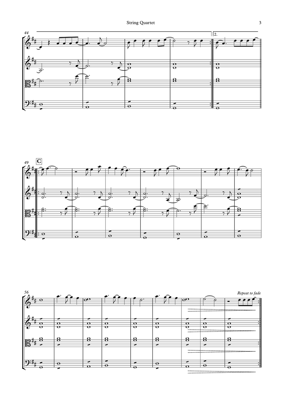 With Or Without You String Quartet scores gallery preview page 3
